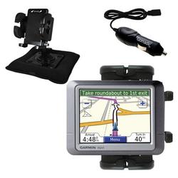 Gomadic Garmin Nuvi 260 Auto Bean Bag Dash Holder with Car Charger - Uses TipExchange