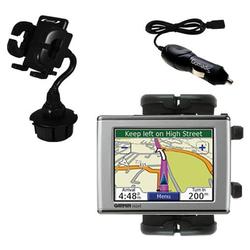 Gomadic Garmin Nuvi 650 Auto Cup Holder with Car Charger - Uses TipExchange