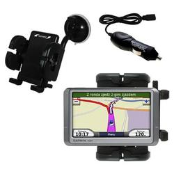 Gomadic Garmin Nuvi 850 Auto Windshield Holder with Car Charger - Uses TipExchange