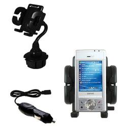 Gomadic Gigabyte GSmart i300 Auto Cup Holder with Car Charger - Uses TipExchange