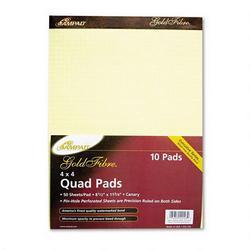 Ampad/Divi Of American Pd & Ppr Gold Fibre® Canary Quadrille Perf Top Pad, 8 1/2x11 3/4, 4 Squares/Inch, 50/Pad