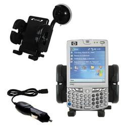 Gomadic HP iPAQ hw6515 Auto Windshield Holder with Car Charger - Uses TipExchange