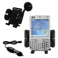 Gomadic HP iPAQ hw6715 Auto Windshield Holder with Car Charger - Uses TipExchange