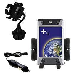 Gomadic HP iPAQ hx4700 Auto Cup Holder with Car Charger - Uses TipExchange