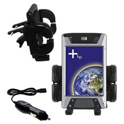 Gomadic HP iPAQ hx4700 Auto Vent Holder with Car Charger - Uses TipExchange