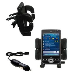 Gomadic HP iPaq 210 Auto Vent Holder with Car Charger - Uses TipExchange
