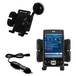 Gomadic HP iPaq 210 Auto Windshield Holder with Car Charger - Uses TipExchange