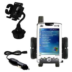 Gomadic HP iPaq h6320 Auto Cup Holder with Car Charger - Uses TipExchange