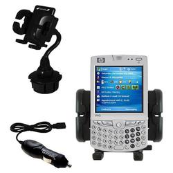 Gomadic HP iPaq hw6915 Auto Cup Holder with Car Charger - Uses TipExchange