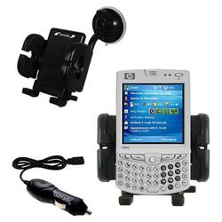 Gomadic HP iPaq hw6915 Auto Windshield Holder with Car Charger - Uses TipExchange