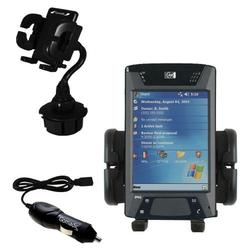 Gomadic HP iPaq hx4710 Auto Cup Holder with Car Charger - Uses TipExchange
