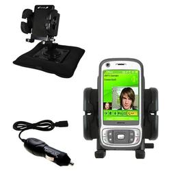 Gomadic HTC Kaiser Auto Bean Bag Dash Holder with Car Charger - Uses TipExchange