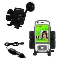Gomadic HTC Kaiser Auto Windshield Holder with Car Charger - Uses TipExchange