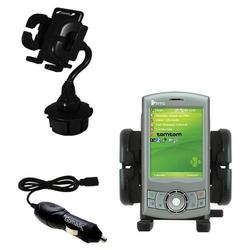 Gomadic HTC P3300 Auto Cup Holder with Car Charger - Uses TipExchange