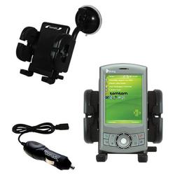 Gomadic HTC P3300 Auto Windshield Holder with Car Charger - Uses TipExchange