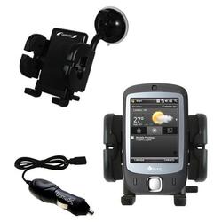 Gomadic HTC P3450 Auto Windshield Holder with Car Charger - Uses TipExchange
