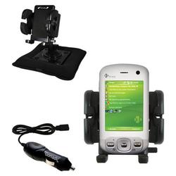 Gomadic HTC P3600 Auto Bean Bag Dash Holder with Car Charger - Uses TipExchange