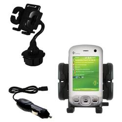 Gomadic HTC P3600 Auto Cup Holder with Car Charger - Uses TipExchange