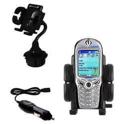 Gomadic HTC Tanager Auto Cup Holder with Car Charger - Uses TipExchange
