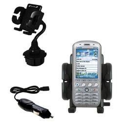 Gomadic HTC Tornado Auto Cup Holder with Car Charger - Uses TipExchange