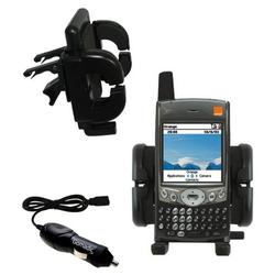 Gomadic Handspring Treo 600 Auto Vent Holder with Car Charger - Uses TipExchange