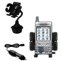 Gomadic Handspring Treo 650 Auto Cup Holder with Car Charger - Uses TipExchange