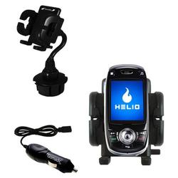 Gomadic Helio HERO Auto Cup Holder with Car Charger - Uses TipExchange
