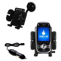Gomadic Helio HERO Auto Windshield Holder with Car Charger - Uses TipExchange