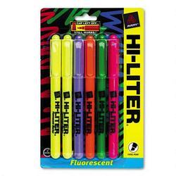 Avery-Dennison Hi Liter® Fluorescent Pen Style Highlighters, Six Color Fluorescent Set
