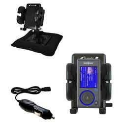 Gomadic Insignia NS-2V17r Auto Bean Bag Dash Holder with Car Charger - Uses TipExchange