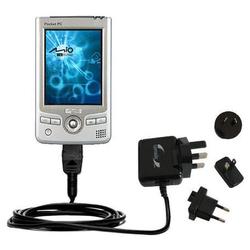 Gomadic International Wall / AC Charger for the Mio Technology 558 - Brand w/ TipExchange Technology