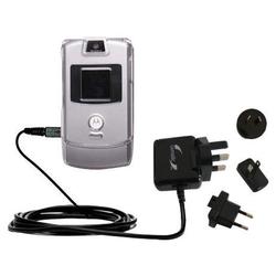 Gomadic International Wall / AC Charger for the Motorola MOTORAZR V3a - Brand w/ TipExchange Technol