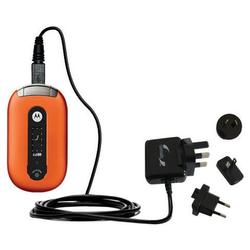 Gomadic International Wall / AC Charger for the Motorola PEBL U6 - Brand w/ TipExchange Technology