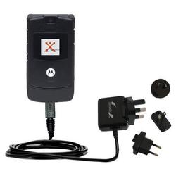 Gomadic International Wall / AC Charger for the Motorola RAZR V3 - Brand w/ TipExchange Technology