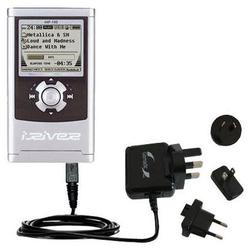 Gomadic International Wall / AC Charger for the iRiver iHP-120 - Brand w/ TipExchange Technology