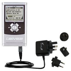 Gomadic International Wall / AC Charger for the iRiver iHP-140 - Brand w/ TipExchange Technology