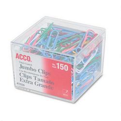 Acco Brands Inc. Jumbo 1 3/4 Vinyl Coated Wire Paper Clips, Assorted Colors, 150/Box