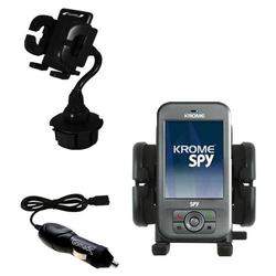 Gomadic Krome Spy Auto Cup Holder with Car Charger - Uses TipExchange