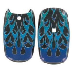 Wireless Emporium, Inc. LG AX-140/145 Aloha/200c Black w/Blue Flames Snap-On Protector Case Faceplate