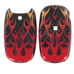 Wireless Emporium, Inc. LG AX-140/145 Aloha/200c Black w/Red Flames Snap-On Protector Case Faceplate