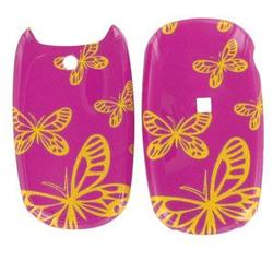 Wireless Emporium, Inc. LG AX-140/145 Aloha/200c Hot Pink w/Glitter Butterflies Snap-On Protector Case Faceplate