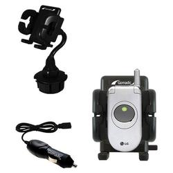 Gomadic LG C1300i Auto Cup Holder with Car Charger - Uses TipExchange