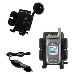 Gomadic LG C1500 Auto Windshield Holder with Car Charger - Uses TipExchange