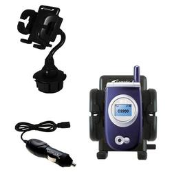 Gomadic LG C2200 Auto Cup Holder with Car Charger - Uses TipExchange