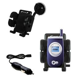 Gomadic LG C2200 Auto Windshield Holder with Car Charger - Uses TipExchange
