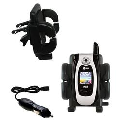 Gomadic LG CE 500 Auto Vent Holder with Car Charger - Uses TipExchange