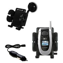 Gomadic LG CG300 Auto Windshield Holder with Car Charger - Uses TipExchange