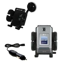 Gomadic LG CU575 TraX Auto Windshield Holder with Car Charger - Uses TipExchange
