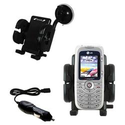 Gomadic LG F9200 Auto Windshield Holder with Car Charger - Uses TipExchange