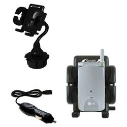 Gomadic LG G4010 Auto Cup Holder with Car Charger - Uses TipExchange